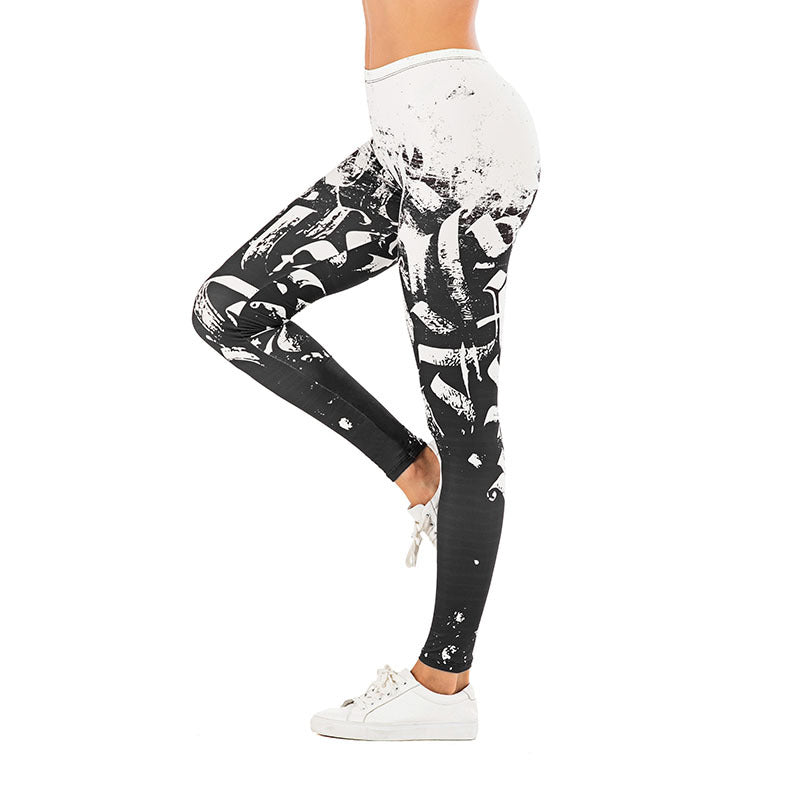 Damen Leggings mit abstraktem Streifenmuster, hoher Taille und atmungsaktivem Stretch-Funktionsstoff – Avélisse