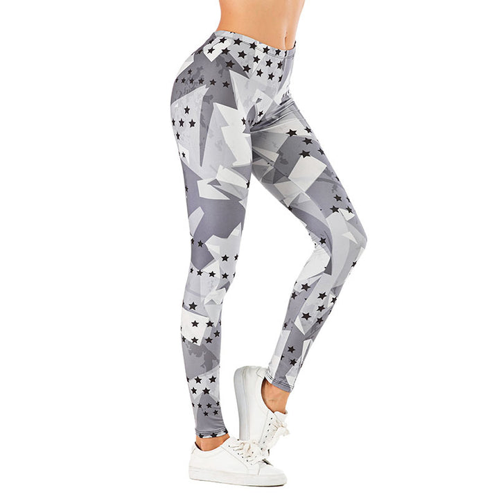 Damen Leggings mit abstraktem Streifenmuster, hoher Taille und atmungsaktivem Stretch-Funktionsstoff – Avélisse