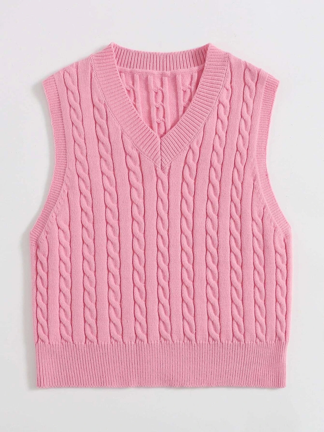 Damen Gestrickte ärmellose Zopfmuster-Pulloverweste mit V-Ausschnitt Echo Archiv