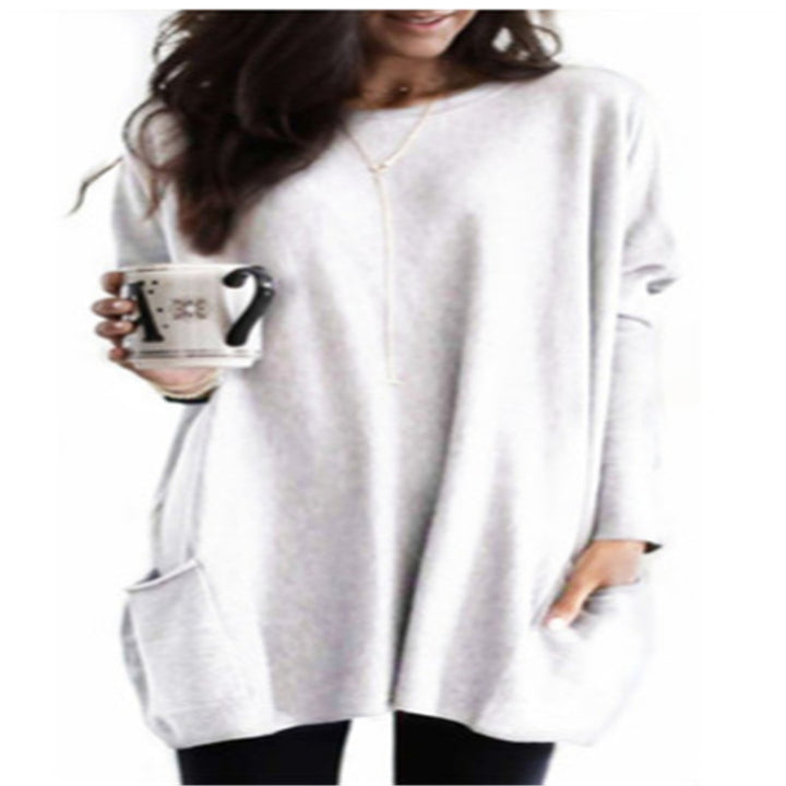 Damen nan oversized Longshirt mit Kontrastblock und aufgesetzten Taschen Echo Archiv