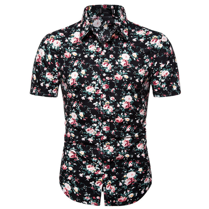 Herren Kurzarmhemd mit maritimem Ankerdesign und slim fit Schnitt Echoarchiv