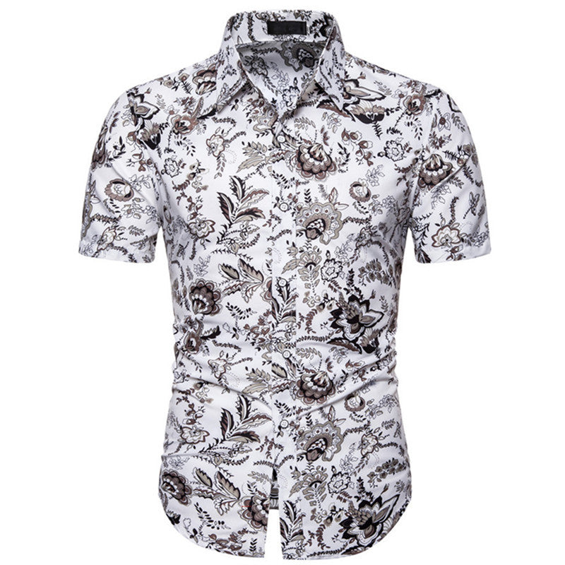Herren Kurzarmhemd mit maritimem Ankerdesign und slim fit Schnitt Echoarchiv