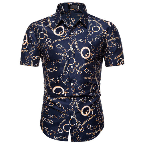 Herren Kurzarmhemd mit maritimem Ankerdesign und slim fit Schnitt Echoarchiv