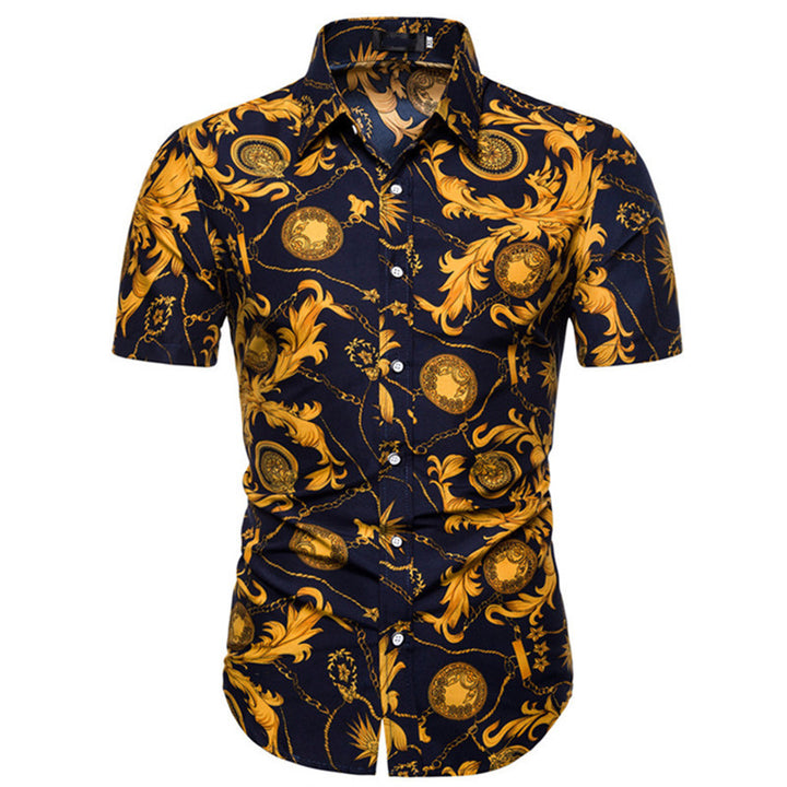 Herren Kurzarmhemd mit maritimem Ankerdesign und slim fit Schnitt Echoarchiv