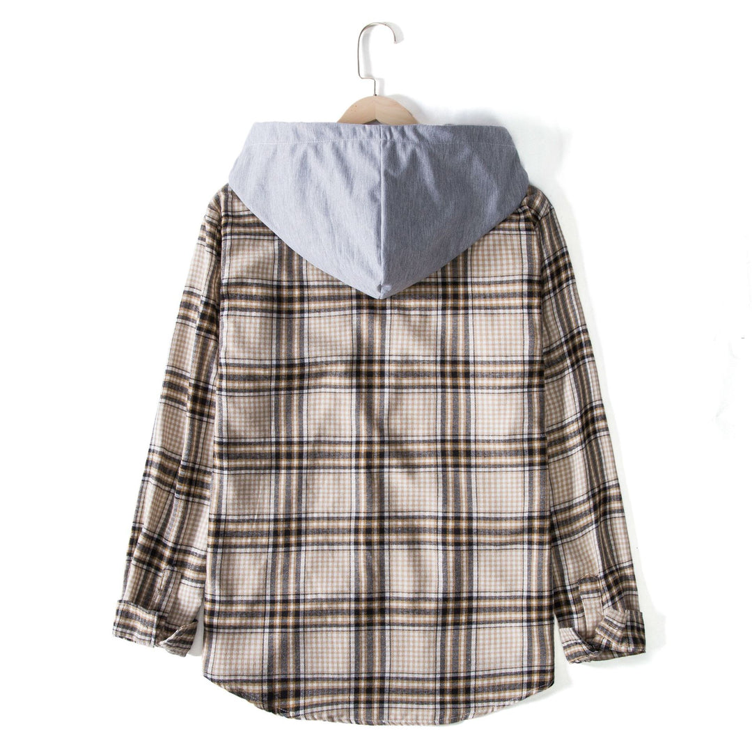 Herren Karohemdjacke mit integrierter Kapuze und bequemer Passform Echoarchiv