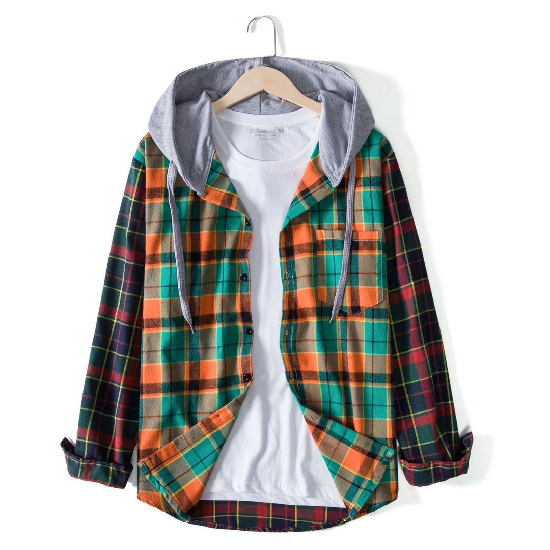 Herren Karohemdjacke mit integrierter Kapuze Echoarchiv