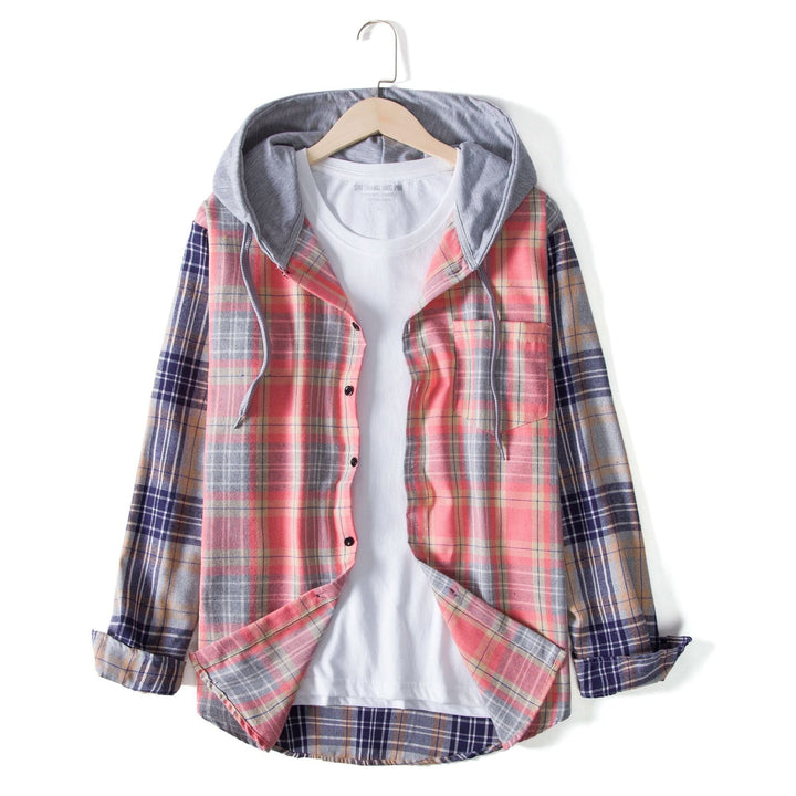 Damen Flanellhemd mit Kapuze und praktischem Design Echoarchiv