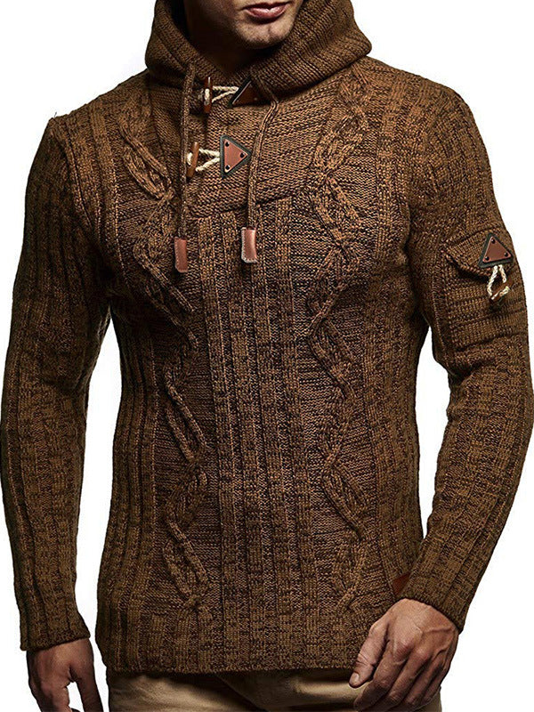 Herren Strickpullover mit Kapuze und hochwertiger Struktur Echoarchiv