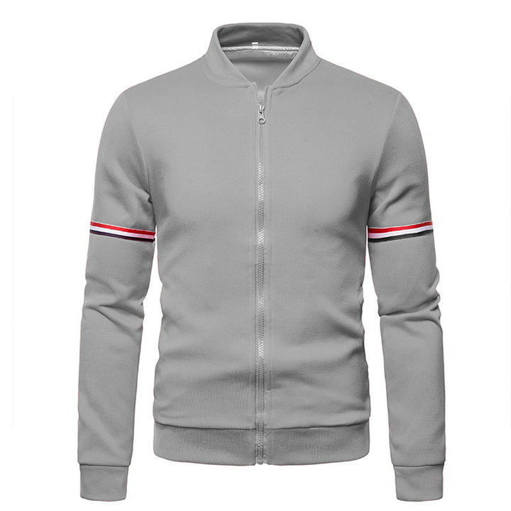 Herren sportliche Zip-Jacke mit strukturierter Oberfläche und Kontraststreifen Echoarchiv