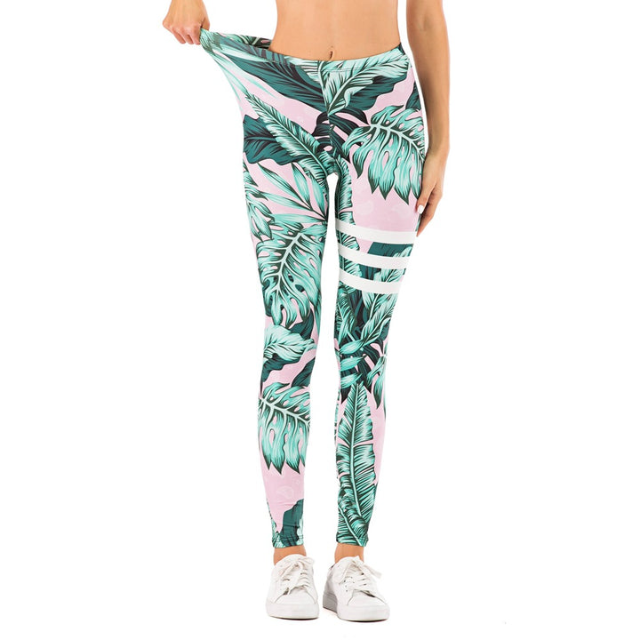 Damen Leggings mit abstraktem Streifenmuster, hoher Taille und atmungsaktivem Stretch-Funktionsstoff – Avélisse