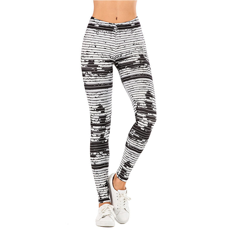 Damen Leggings mit abstraktem Streifenmuster, hoher Taille und atmungsaktivem Stretch-Funktionsstoff – Avélisse