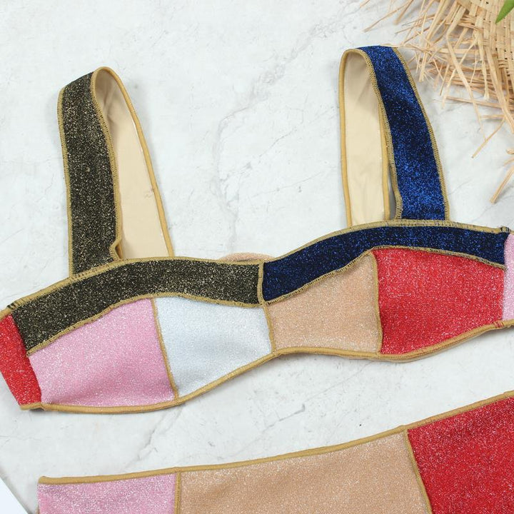 Damen Hochtailliertes Bikini-Set mit funkelnden Akzenten Echo Archiv