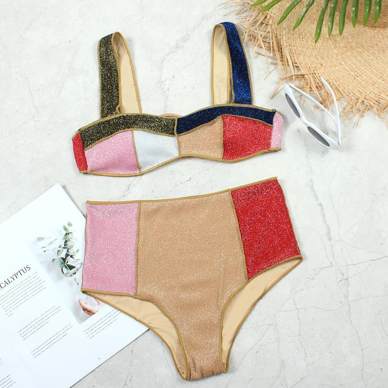 Damen Hochtailliertes Bikini-Set mit funkelnden Akzenten Echo Archiv