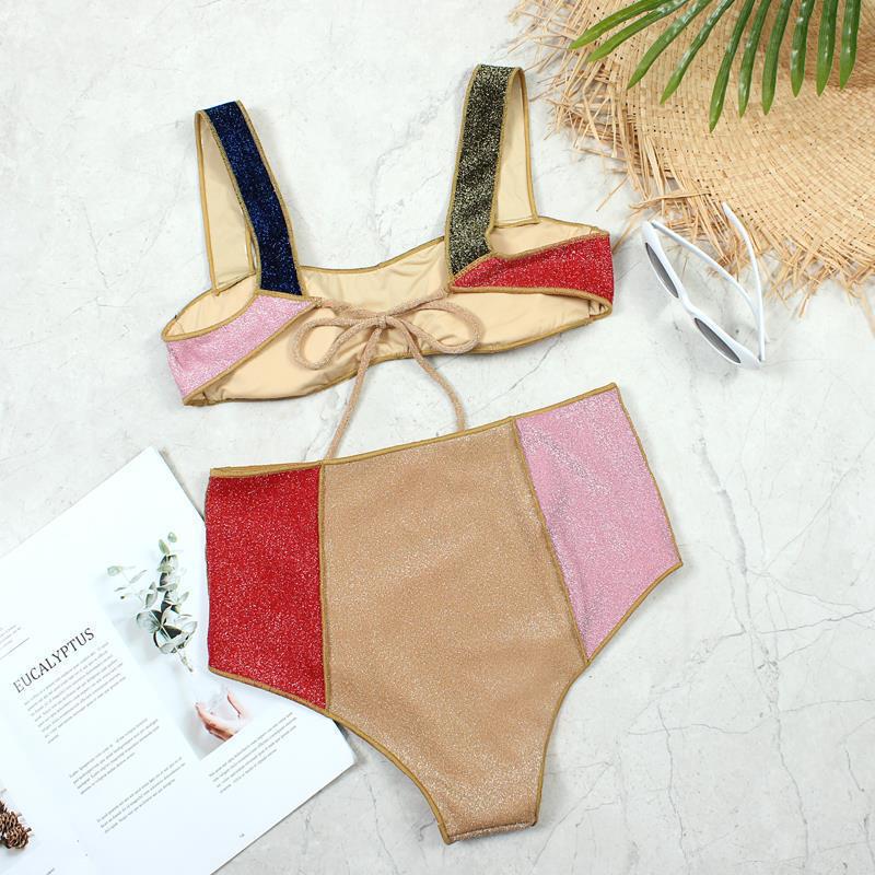 Damen Hochtailliertes Bikini-Set mit funkelnden Akzenten Echo Archiv