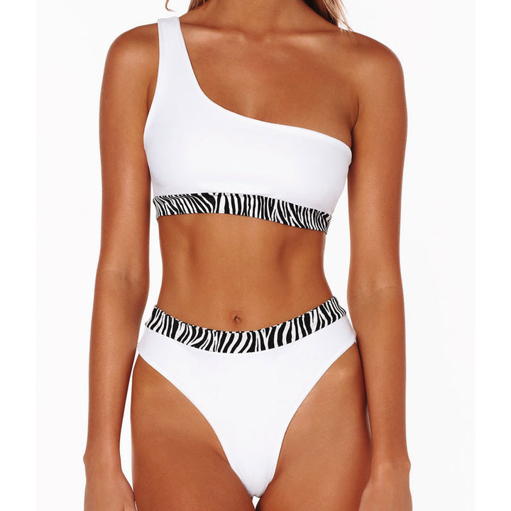Damen Einseitiger Bikini mit modischem Zebra-Patch Echo Archiv