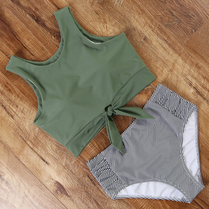 Damen Sportliches Bikini-Set mit modischem Crop-Top und hochtailliertem Slip Echo Archiv