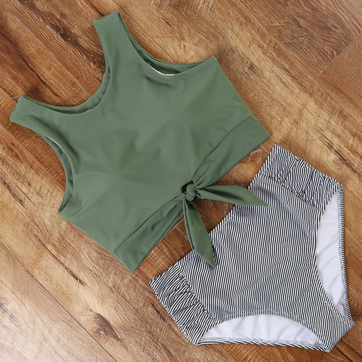 Damen Sportliches Bikini-Set mit modischem Crop-Top und hochtailliertem Slip Echo Archiv