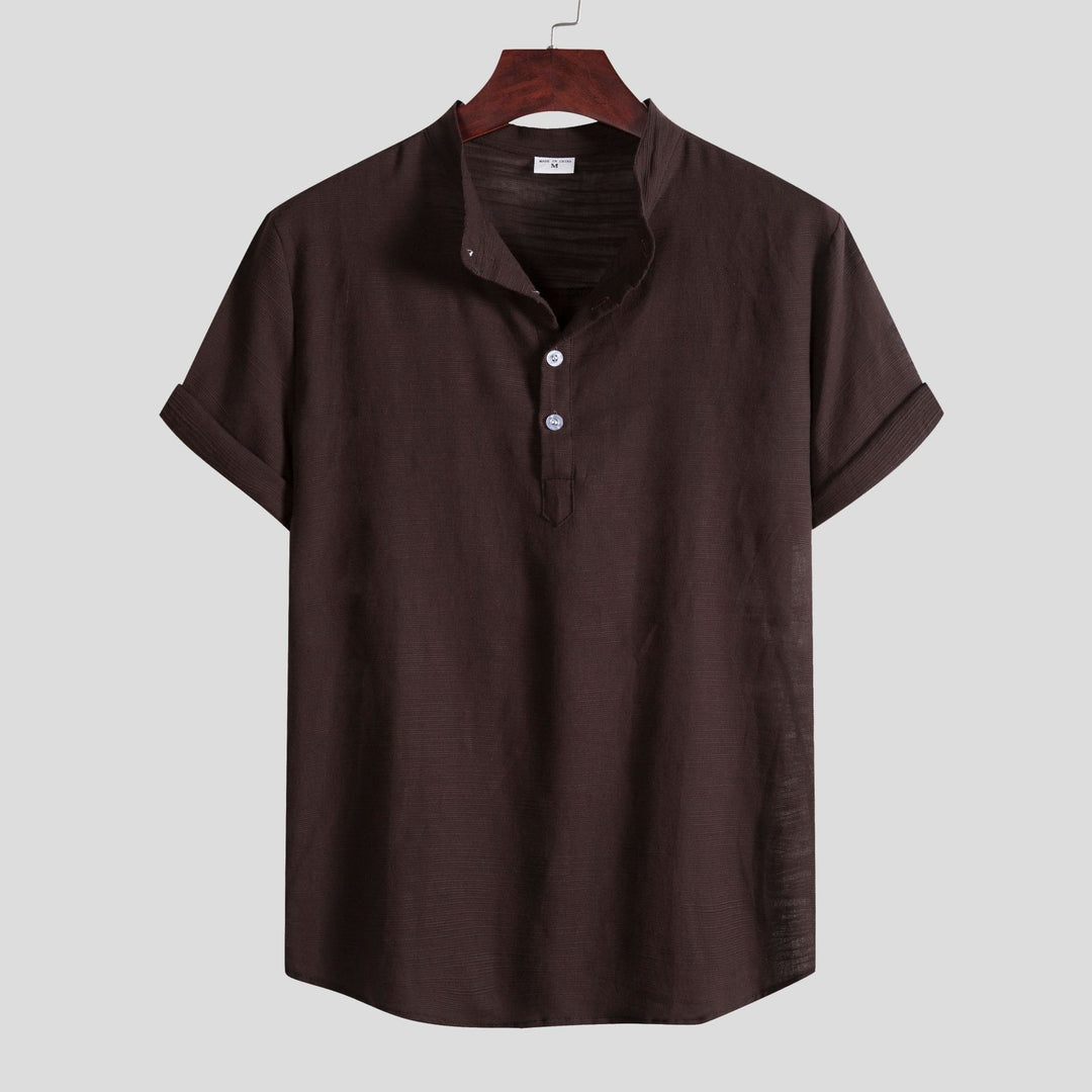 Herren Kurzarmhemd mit Henley-Ausschnitt und lässigem Design Echoarchiv