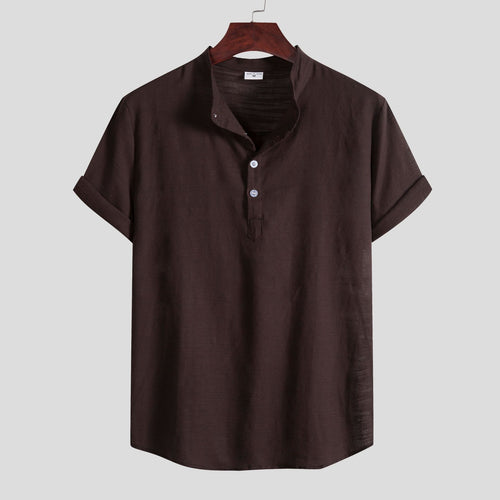 Herren Kurzarmhemd mit Henley-Ausschnitt und lässigem Design Echoarchiv