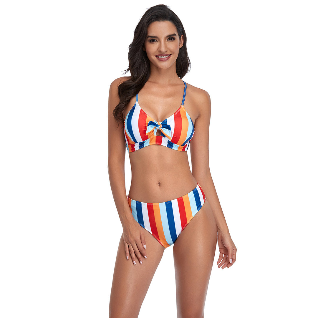 Damen Bikini-Set mit raffiniertem Knoten und modischem Streifenmuster Echo Archiv