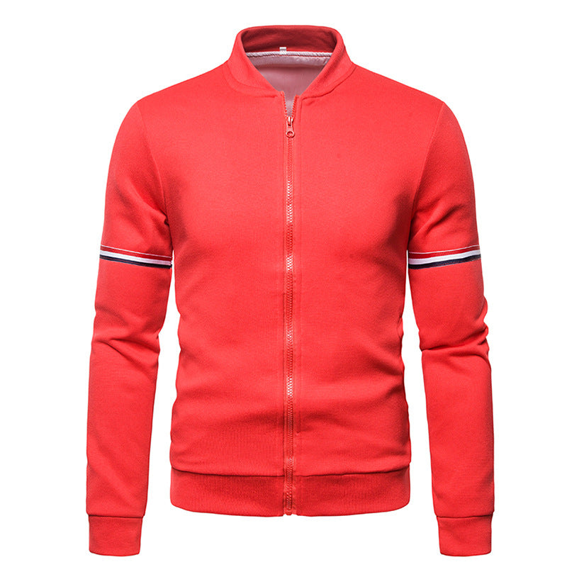Herren sportliche Zip-Jacke mit strukturierter Oberfläche und Kontraststreifen Echoarchiv