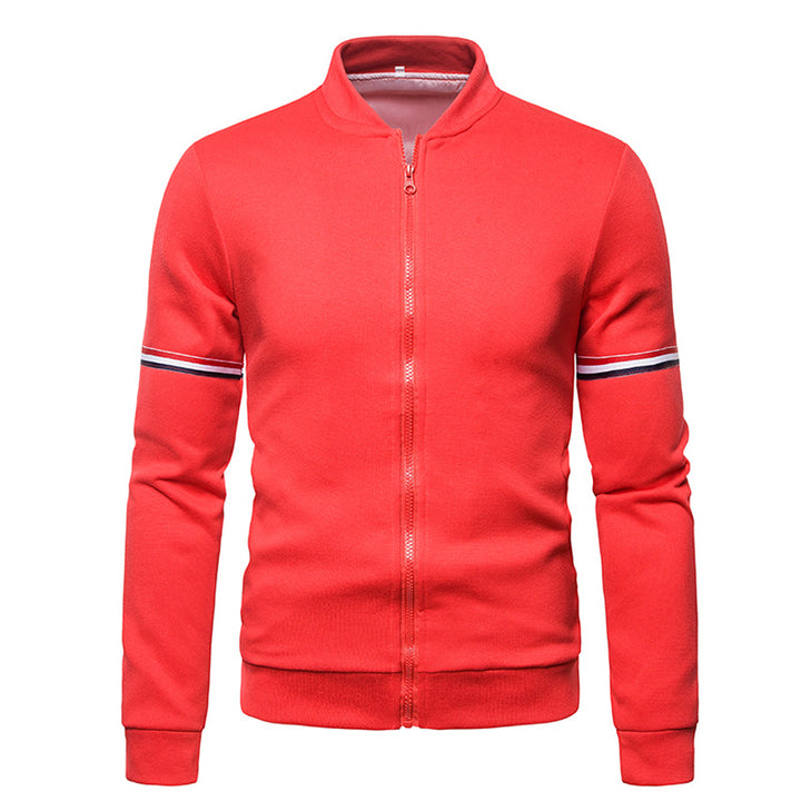 Herren sportliche Zip-Jacke mit strukturierter Oberfläche und Kontraststreifen Echoarchiv