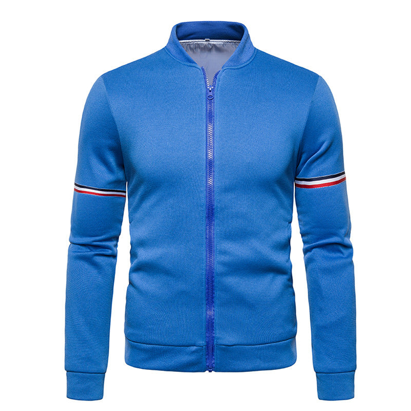 Herren sportliche Zip-Jacke mit strukturierter Oberfläche und Kontraststreifen Echoarchiv