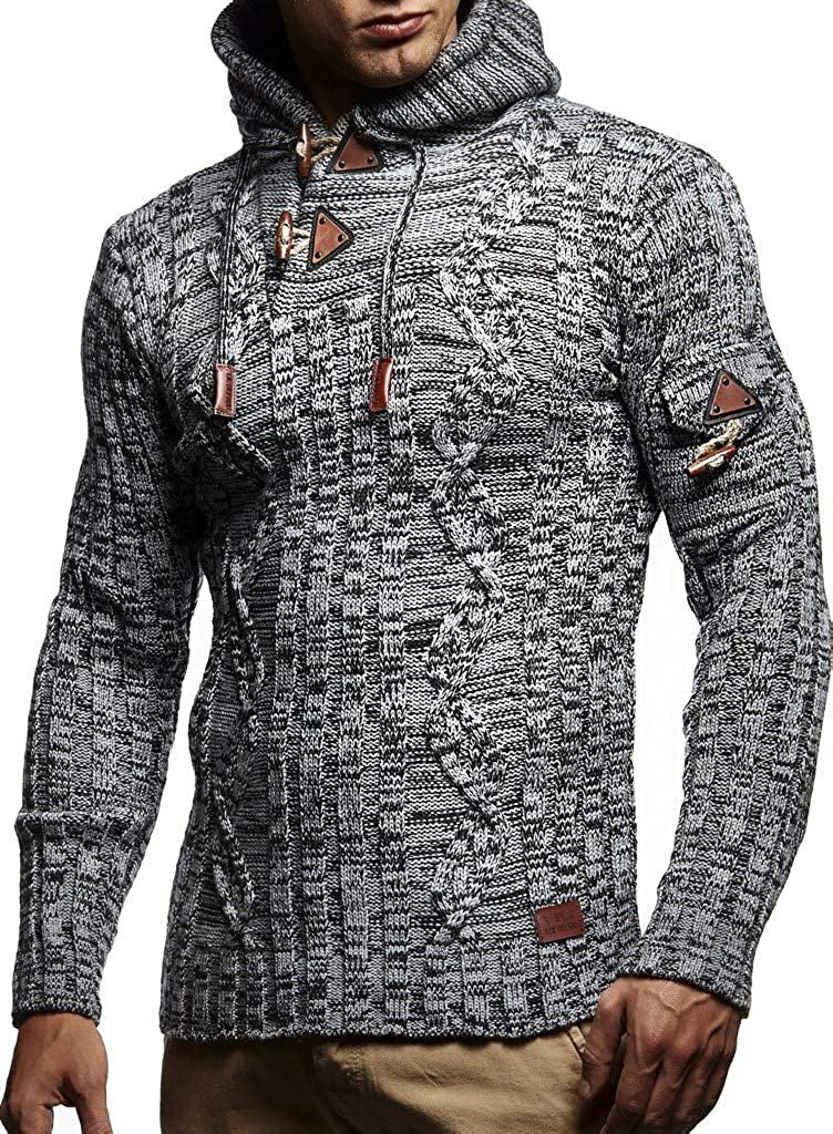 Herren Strickpullover mit Kapuze und hochwertiger Struktur Echoarchiv