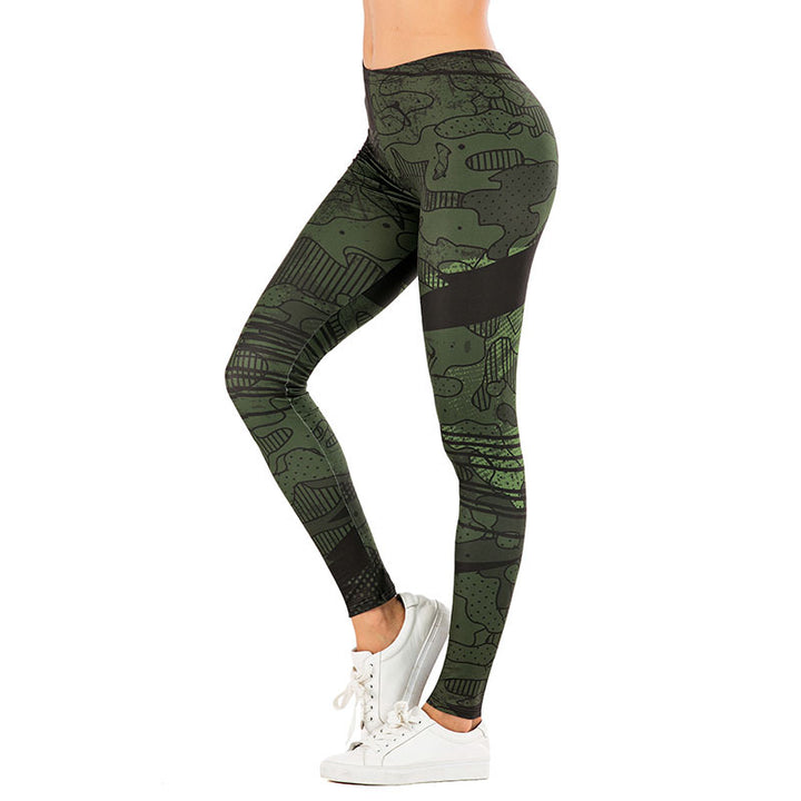 Damen Leggings mit abstraktem Streifenmuster, hoher Taille und atmungsaktivem Stretch-Funktionsstoff – Avélisse