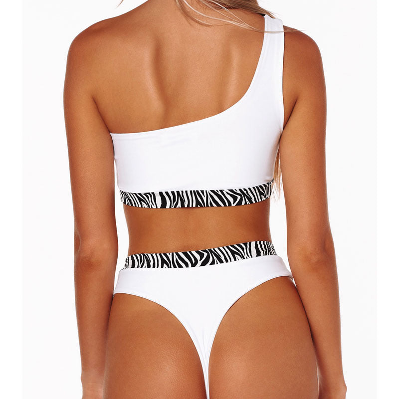 Damen Einseitiger Bikini mit modischem Zebra-Patch Echo Archiv