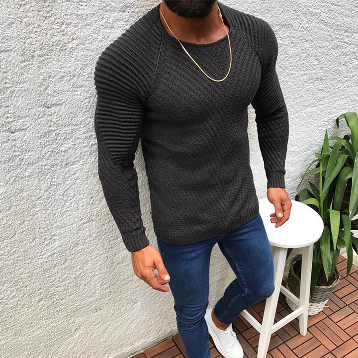 Herren nan strukturierter Slim-Fit Raglanpullover aus feinem Rippen- und Waffelstrick Echo Archiv