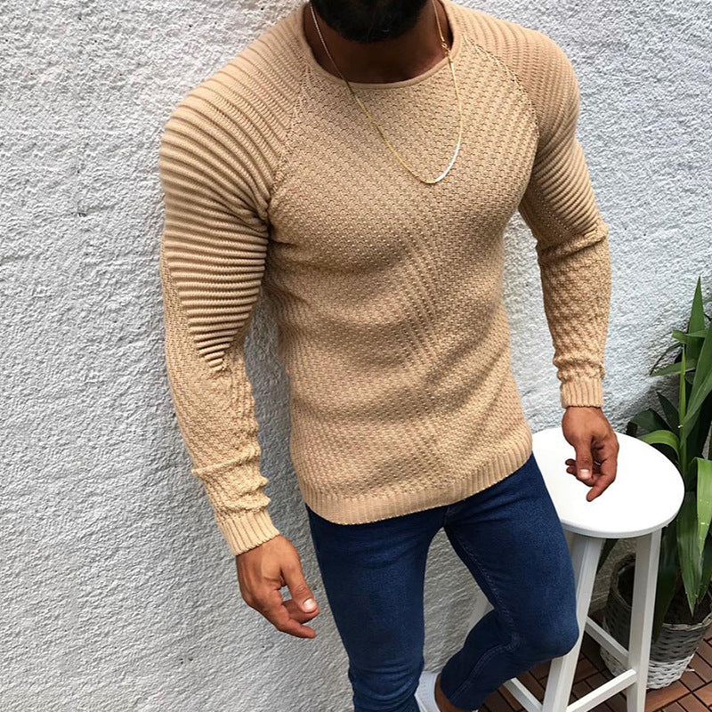 Herren nan strukturierter Slim-Fit Raglanpullover aus feinem Rippen- und Waffelstrick Echo Archiv