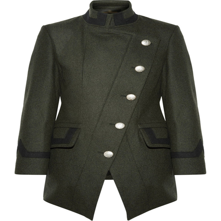 Damen Taillierter Militärmantel im A‑Linien‑Schnitt mit asymmetrischer Knopfreihe Echoarchiv