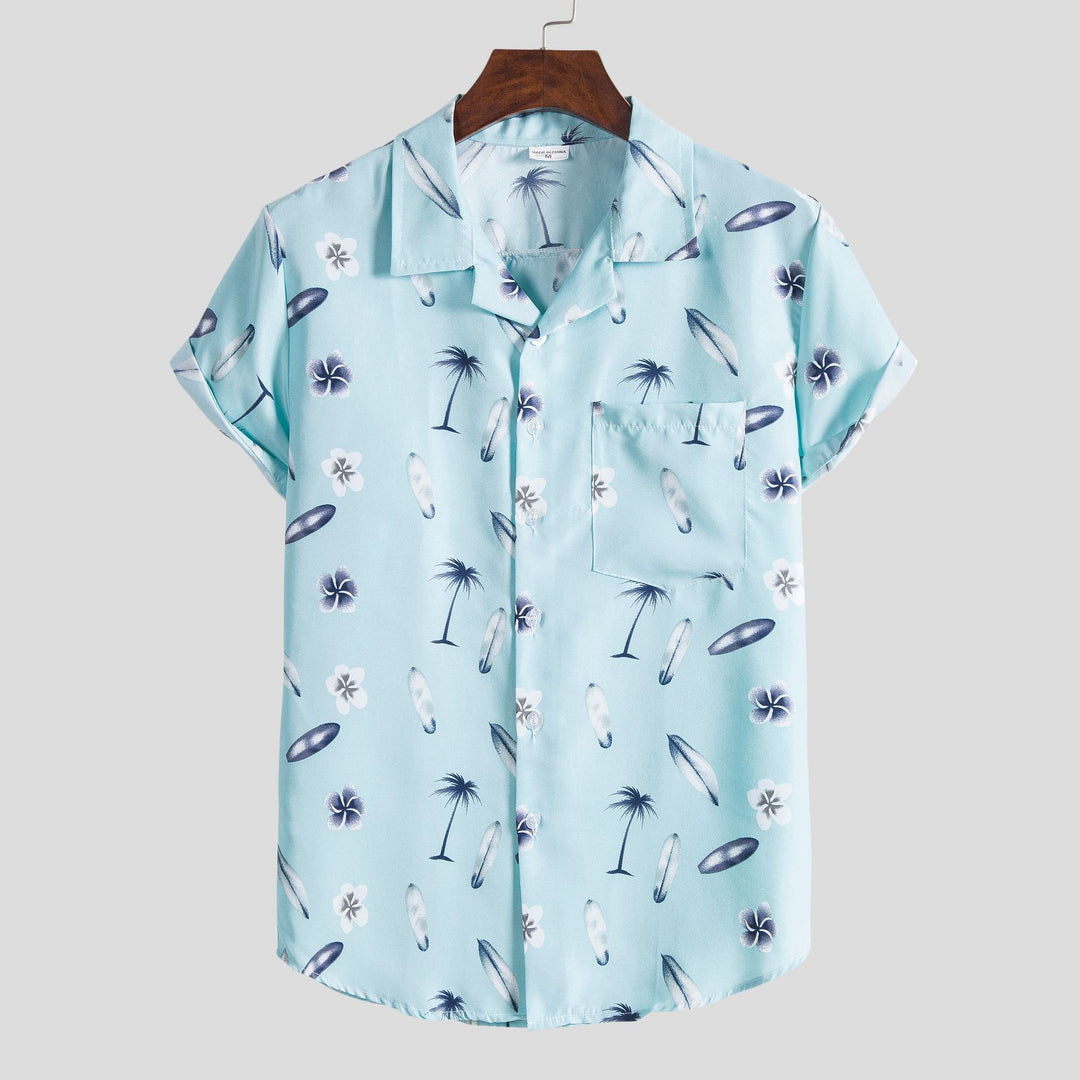 Herren Kurzarmhemd mit sommerlichem Surf-Design und lockerem Schnitt Echoarchiv