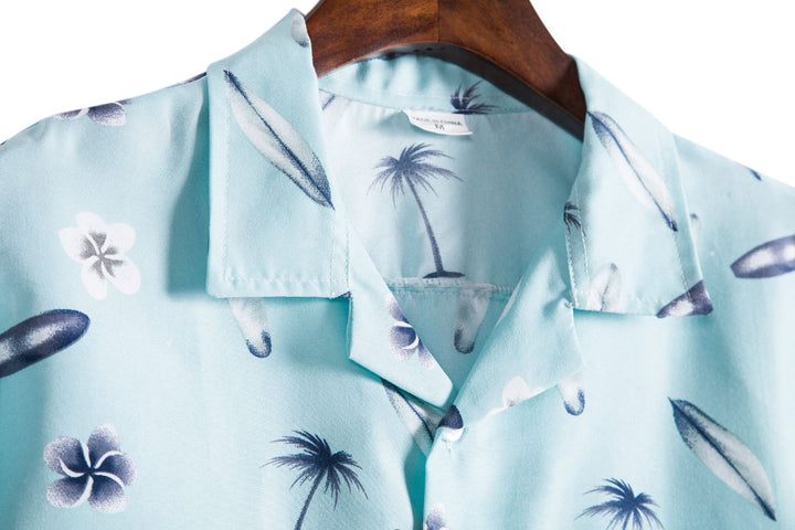 Herren Kurzarmhemd mit sommerlichem Surf-Design und lockerem Schnitt Echoarchiv