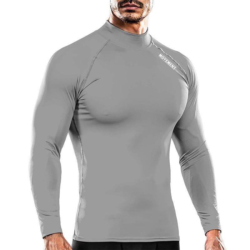 Herren Langarm Funktionsshirt mit hohem Kragen und körperbetontem Schnitt Echoarchiv