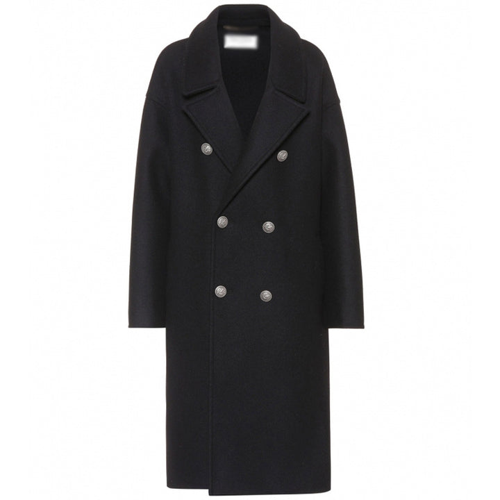 Damen Oversize Zweireihiger Longcoat mit weitem Schalkragen und relaxed Tailoring Echoarchiv