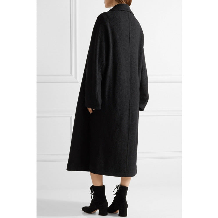 Damen Oversized Einreihiger Wollmix-Longcoat mit fallender Silhouette Echoarchiv