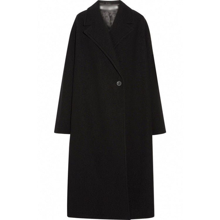 Damen Oversized Einreihiger Wollmix-Longcoat mit fallender Silhouette Echoarchiv