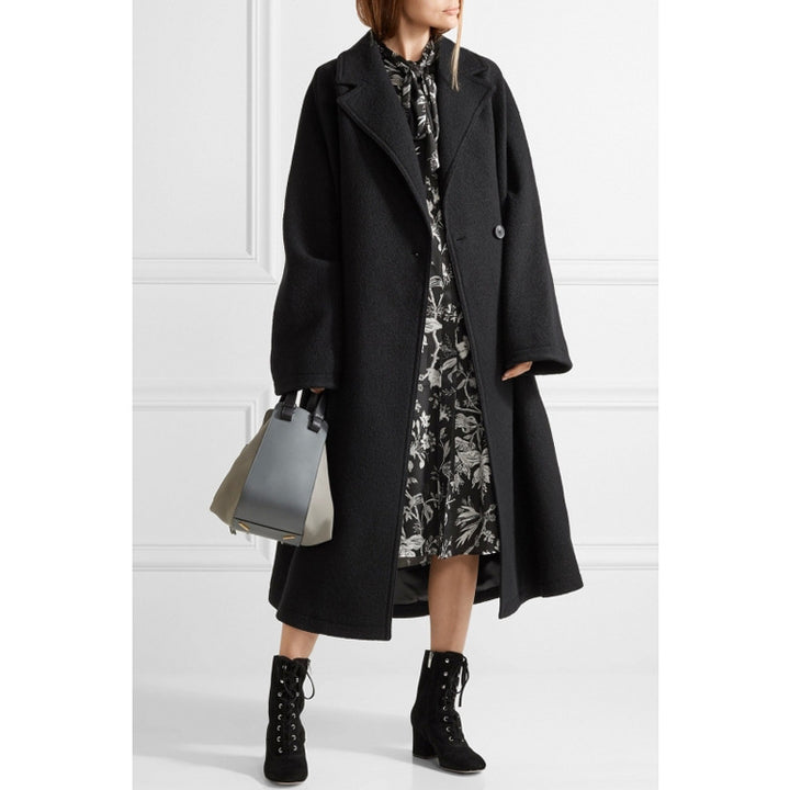 Damen Oversized Einreihiger Wollmix-Longcoat mit fallender Silhouette Echoarchiv