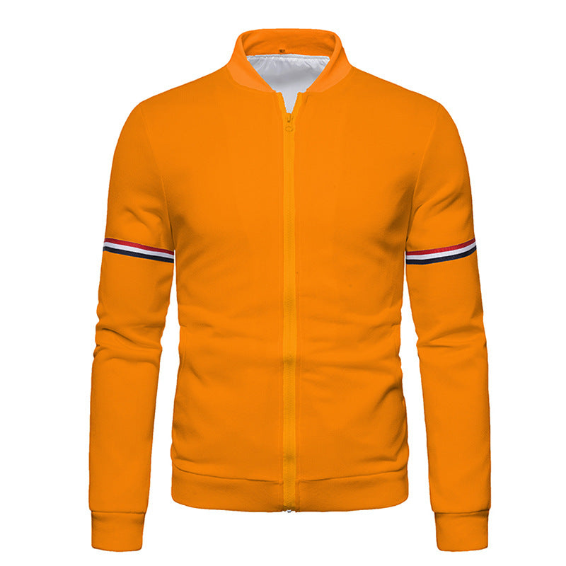 Herren sportliche Zip-Jacke mit strukturierter Oberfläche und Kontraststreifen Echoarchiv
