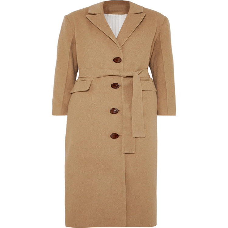 Damen Bodenlanger Einreihiger Wollmix‑Mantel mit seitlichem Gehschlitz und minimalistischer Tailoring‑Optik Echoarchiv