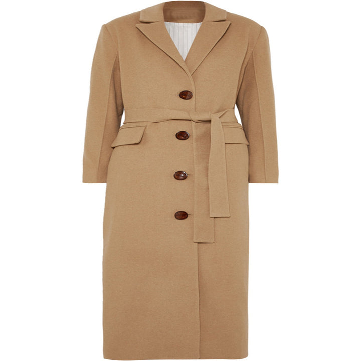 Damen Bodenlanger Einreihiger Wollmix‑Mantel mit seitlichem Gehschlitz und minimalistischer Tailoring‑Optik Echoarchiv