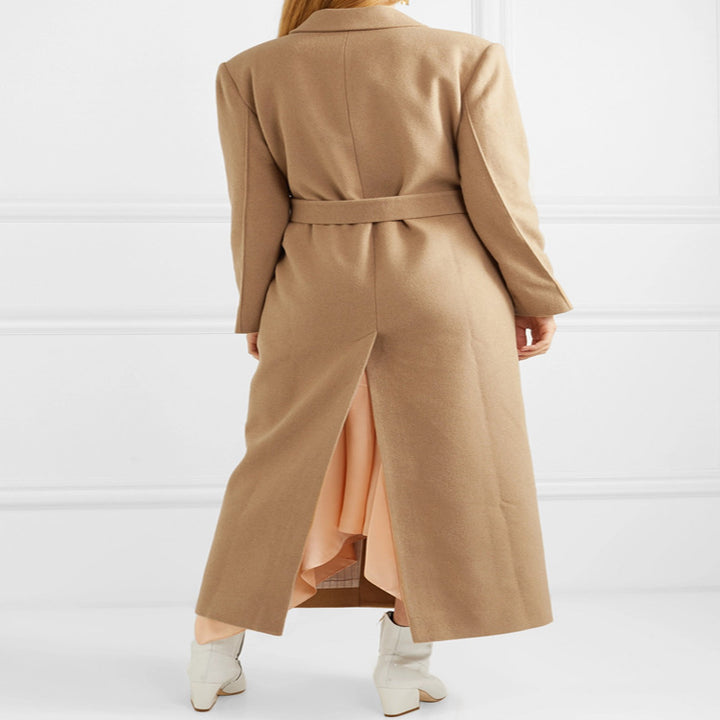 Damen Bodenlanger Einreihiger Wollmix‑Mantel mit seitlichem Gehschlitz und minimalistischer Tailoring‑Optik Echoarchiv