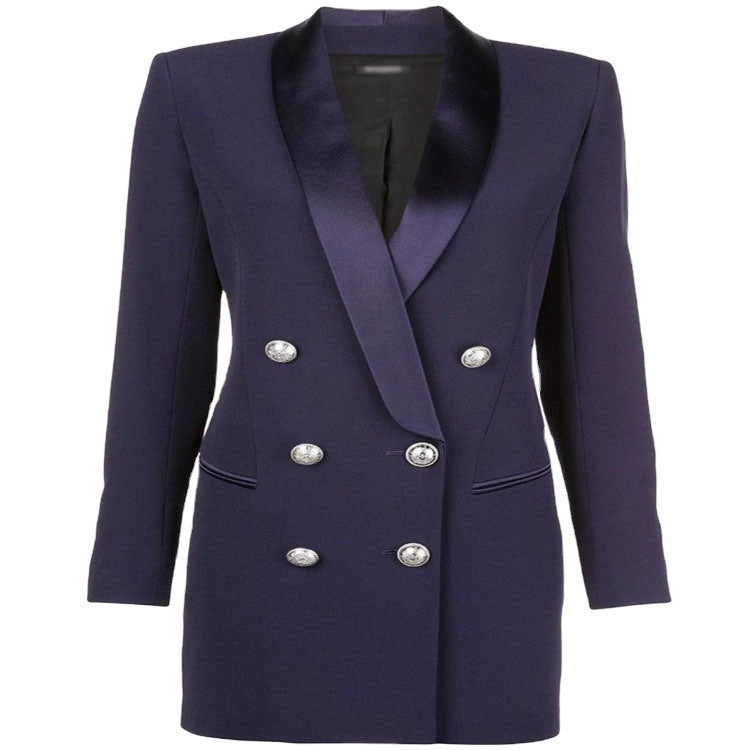 Damen Blazerkleid im Tailoring‑Look mit satiniertem Schalkragen und strukturierten Schultern Echoarchiv