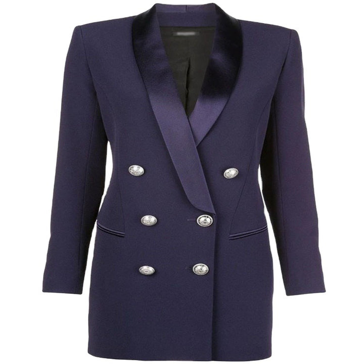 Damen Blazerkleid im Tailoring‑Look mit satiniertem Schalkragen und strukturierten Schultern Echoarchiv