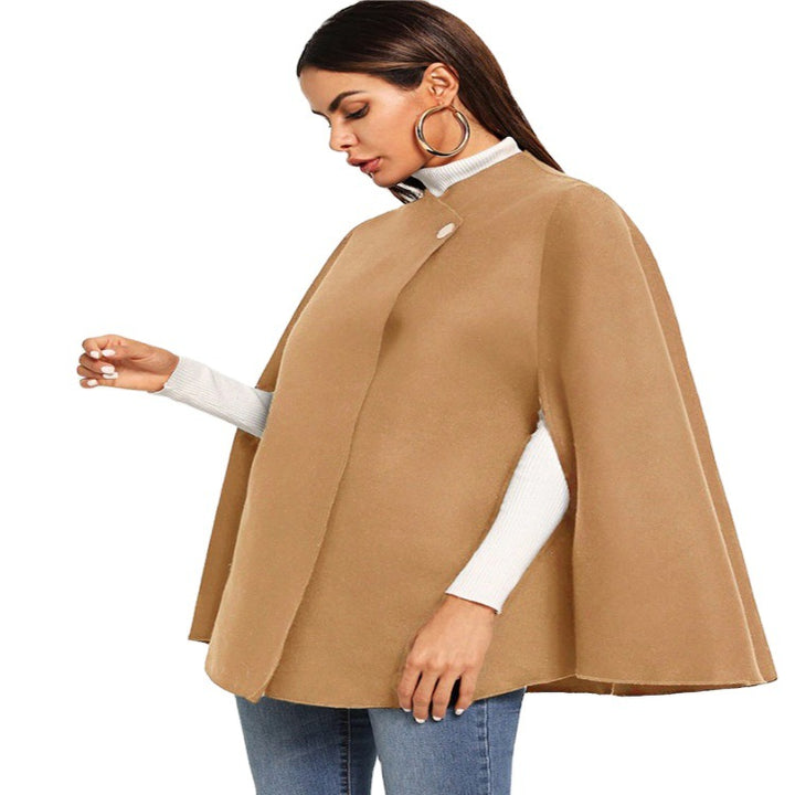 Damen Kurz-Capecoat im Mantelstil mit Stehkragen und verdeckter Knopfblende Echoarchiv