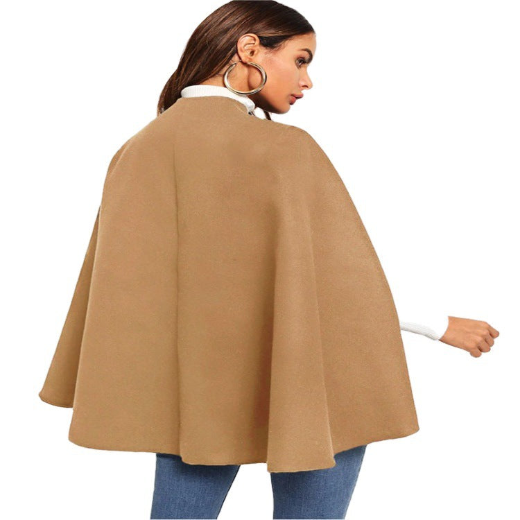 Damen Kurz-Capecoat im Mantelstil mit Stehkragen und verdeckter Knopfblende Echoarchiv