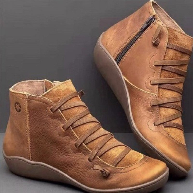 Damen nan komfortable Leder-Hochschaft-Sneaker mit seitlichem Reißverschluss und elastischer Schnürung Echo Archiv