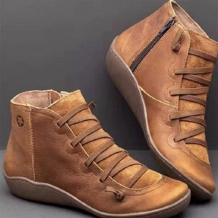 Damen nan komfortable Leder-Hochschaft-Sneaker mit seitlichem Reißverschluss und elastischer Schnürung Echo Archiv